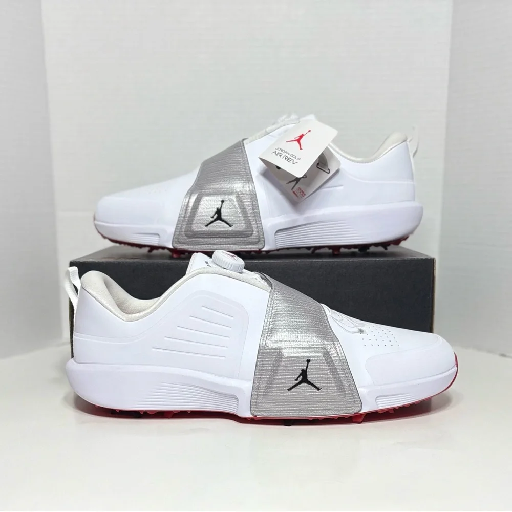 Jordan Air Rev Men’s 14 White Black Red Golf shoes Spikes FV6338-100 NEW Nike